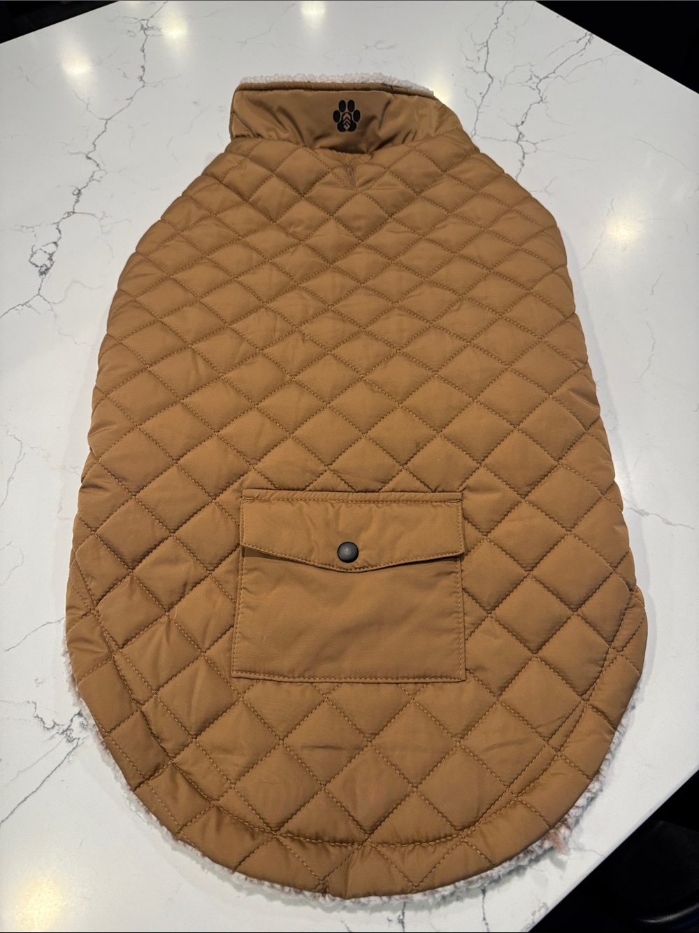 Free Country Quilted Dog Jacket - Tan Brown Sherpa lined